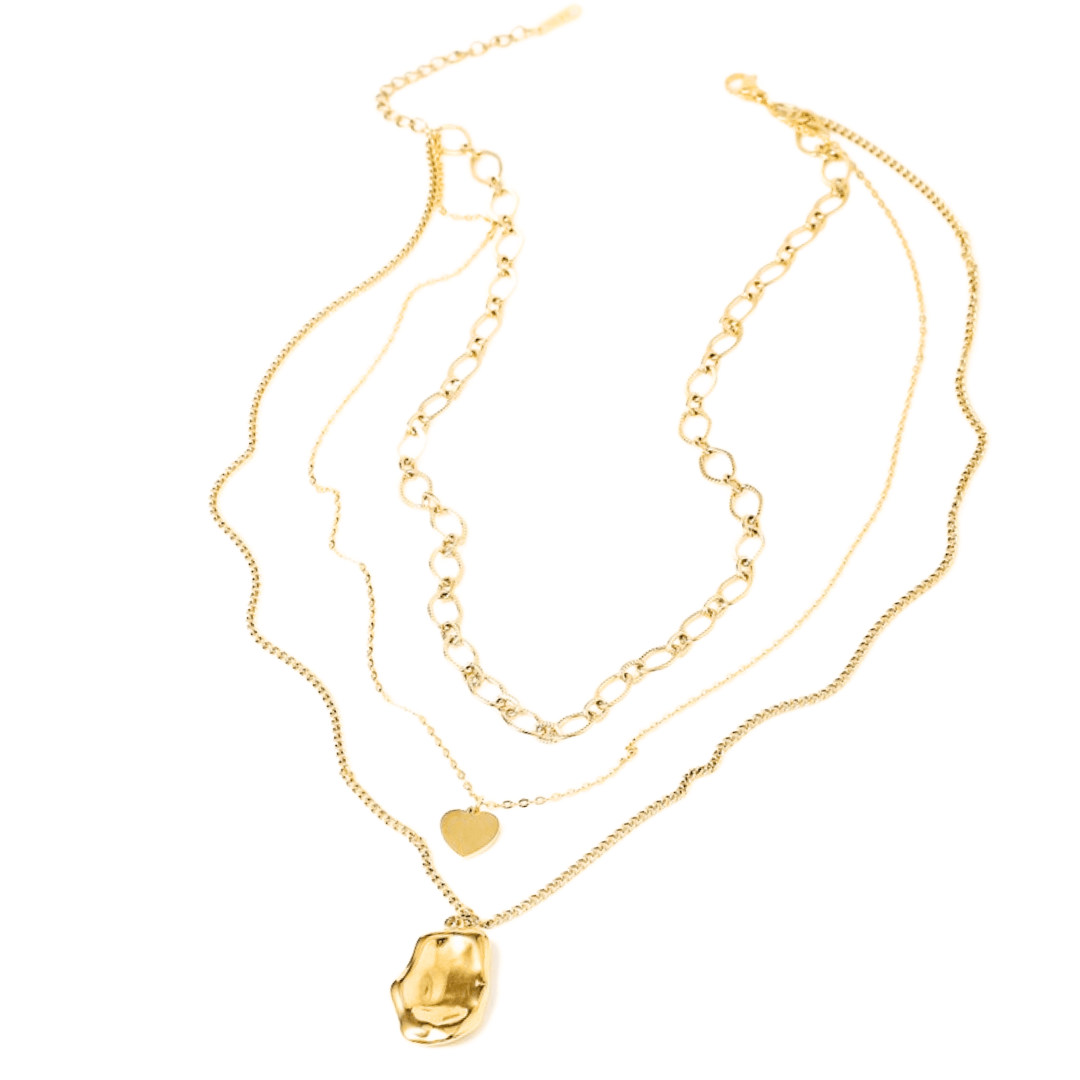 18K Gold Triple Stack Necklace Set