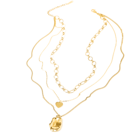 18K Gold Triple Stack Necklace Set