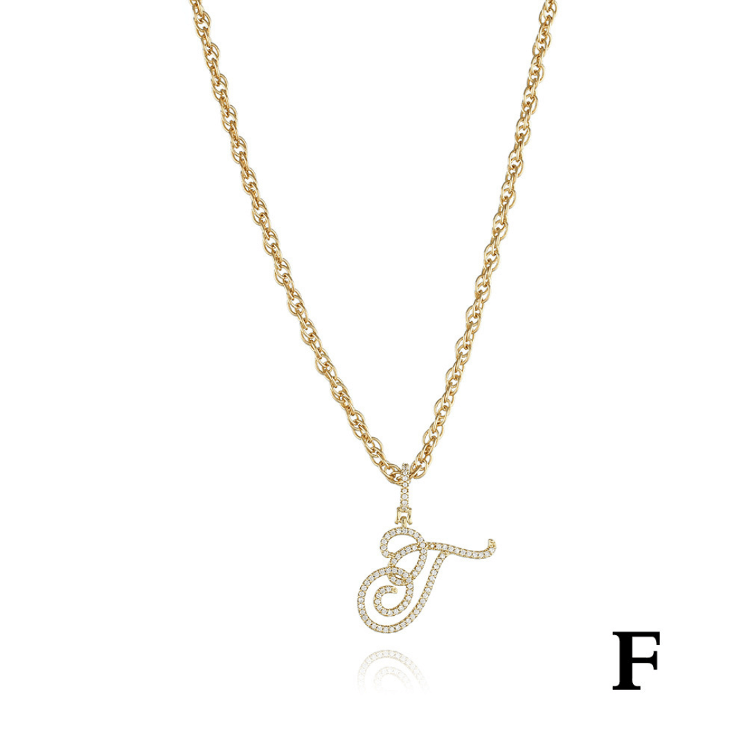 18k Gold Clavicle Chain With Zircon Letter Pendant