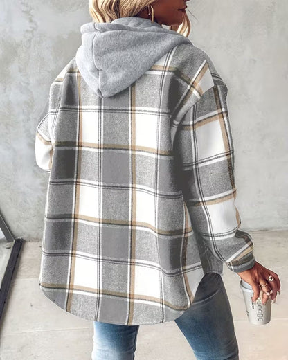 SableMont Modern Plaid Hood Coat