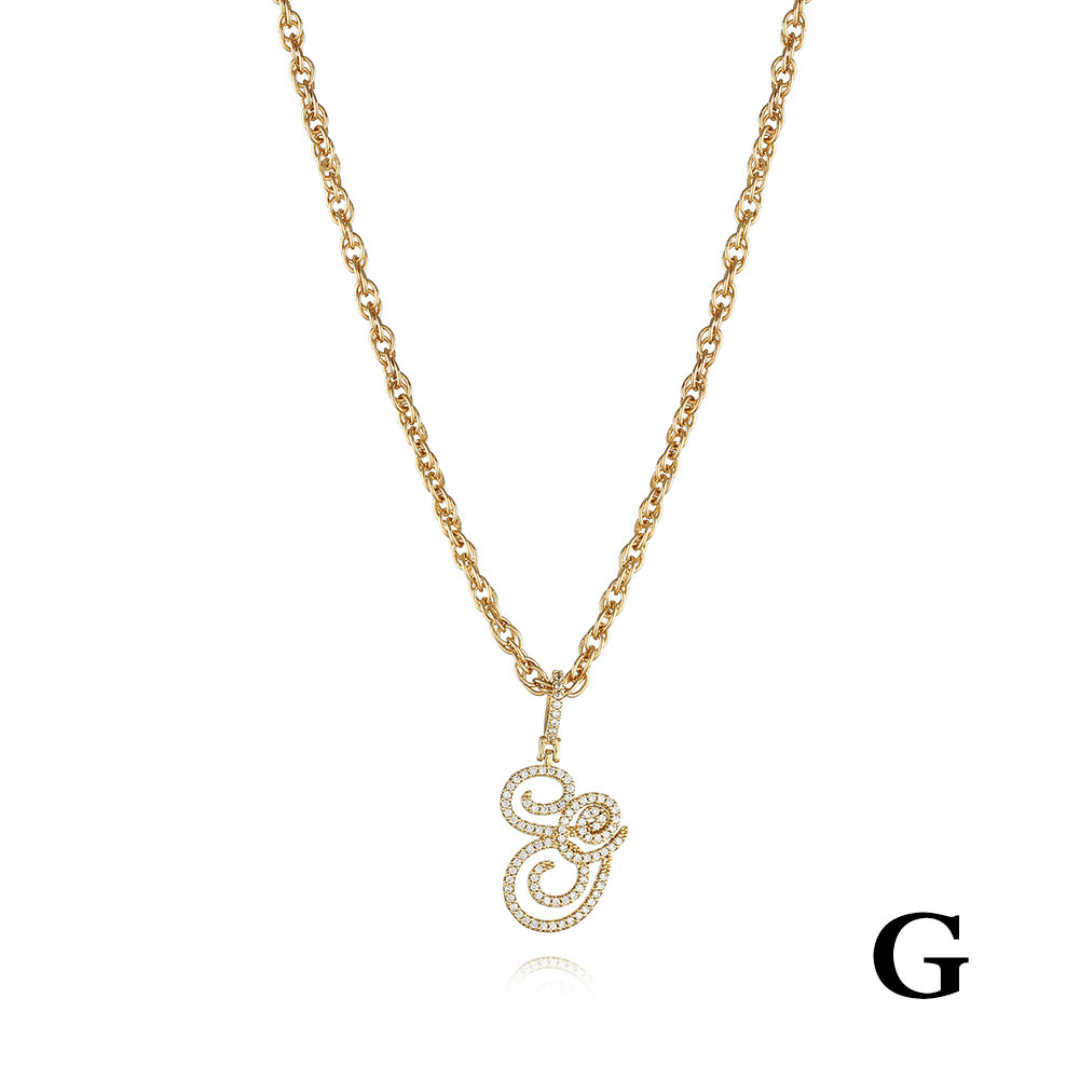 18k Gold Clavicle Chain With Zircon Letter Pendant