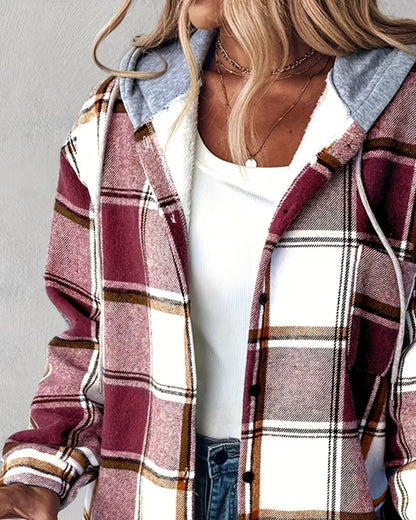 SableMont Modern Plaid Hood Coat