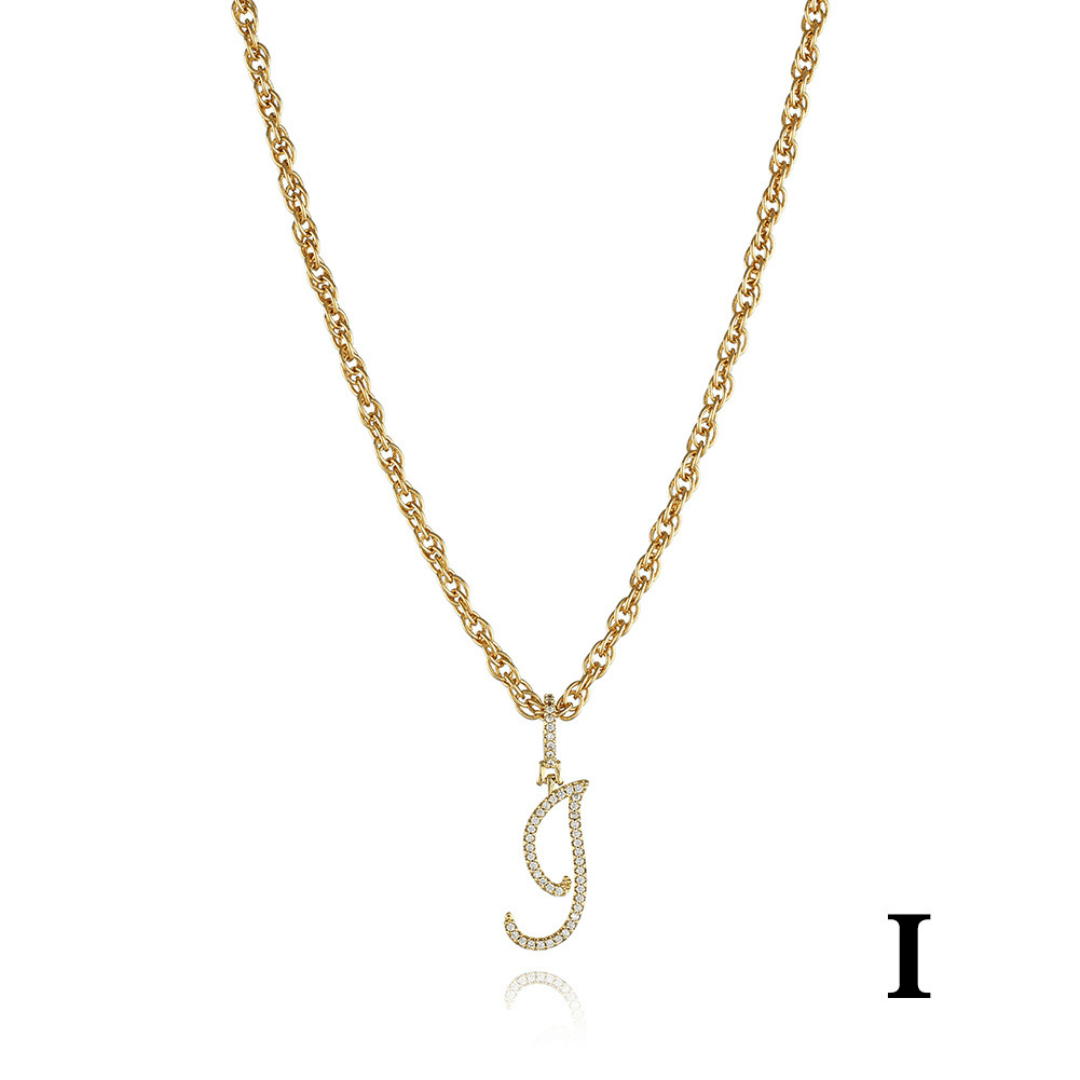 18k Gold Clavicle Chain With Zircon Letter Pendant