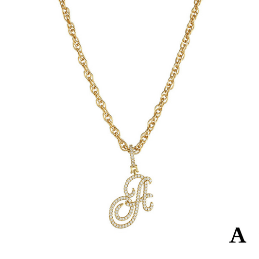 18k Gold Clavicle Chain With Zircon Letter Pendant
