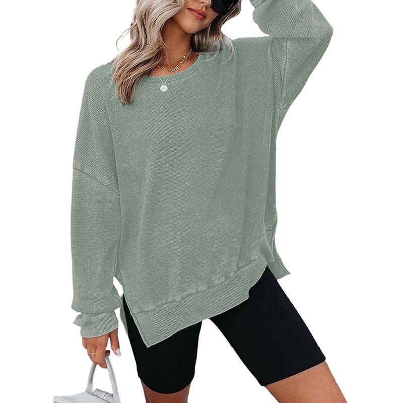 Textured Waffle Knit Sweatshirt