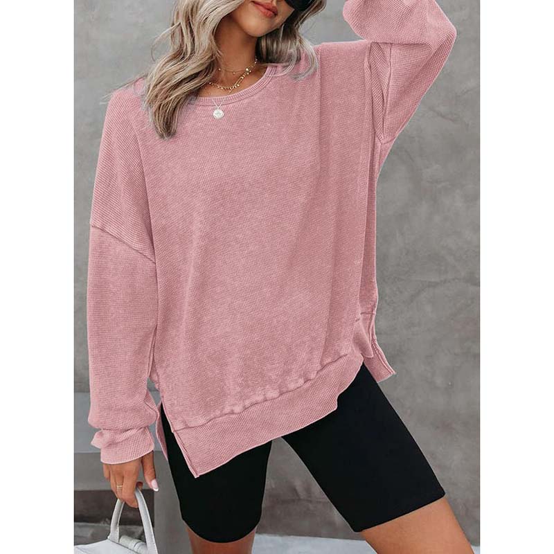 Textured Waffle Knit Sweatshirt