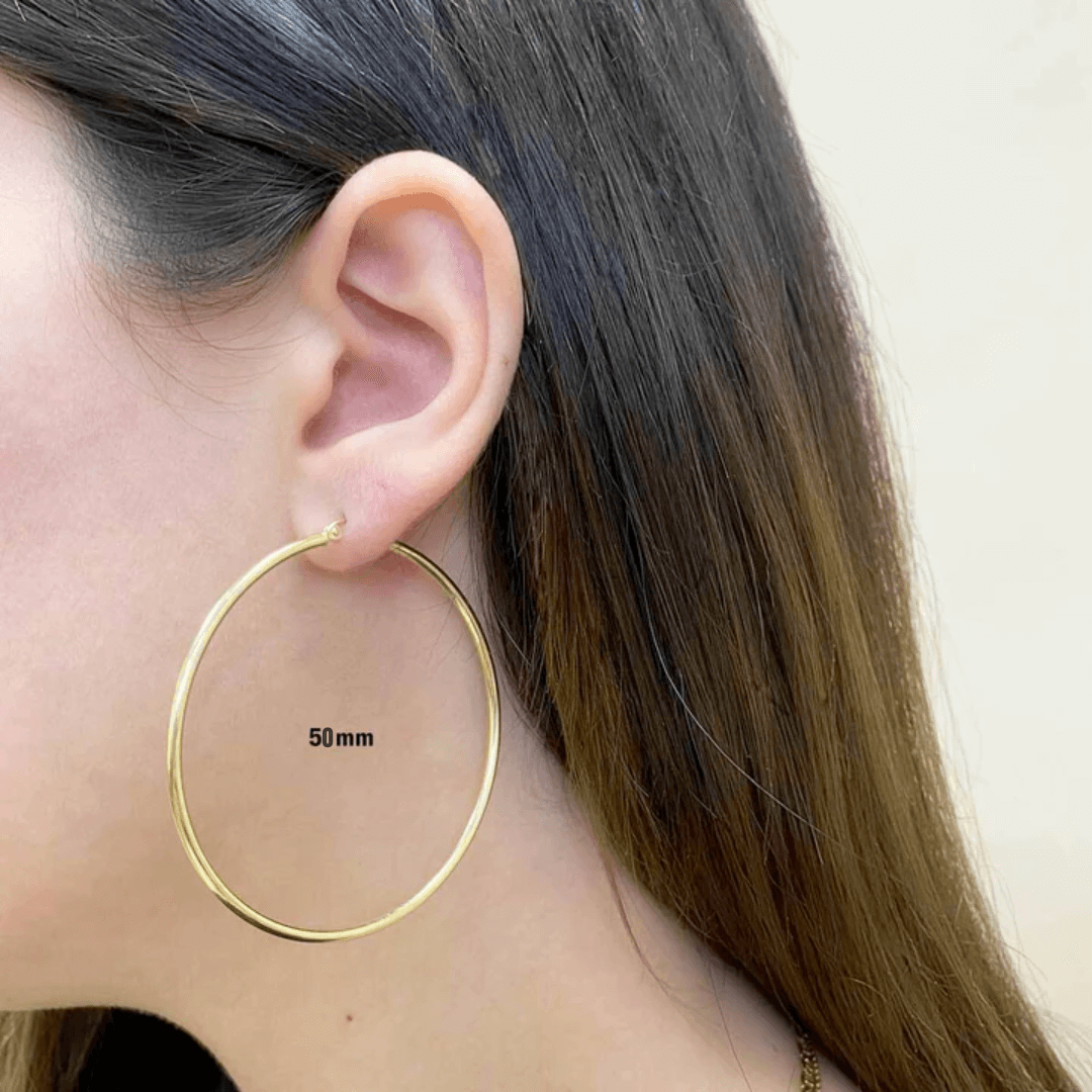 18K Gold Skinny Hoop Earrings 925 Sterling Silver