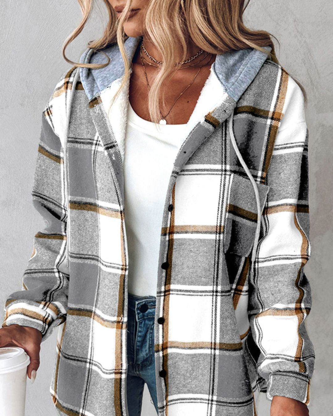 SableMont Modern Plaid Hood Coat