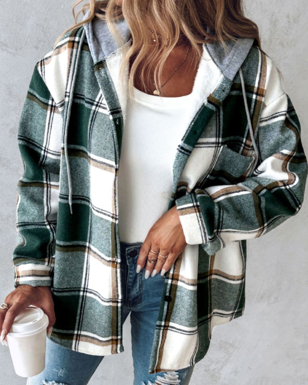 SableMont Modern Plaid Hood Coat