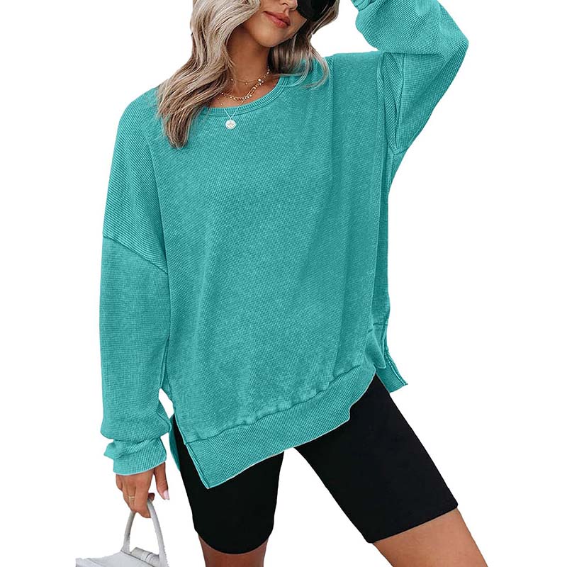 Textured Waffle Knit Sweatshirt