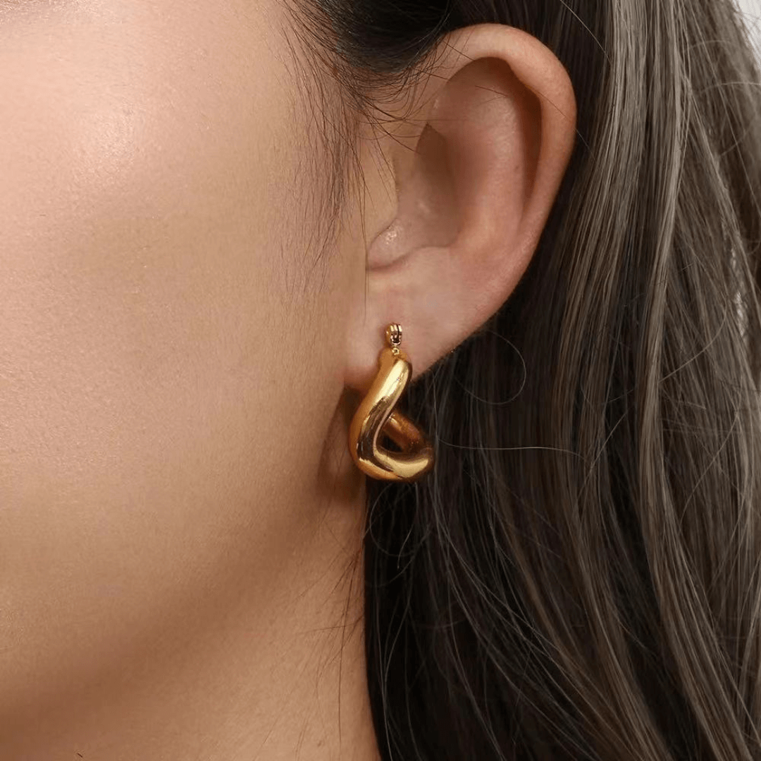 18k Gold Geometric Vintage Earrings