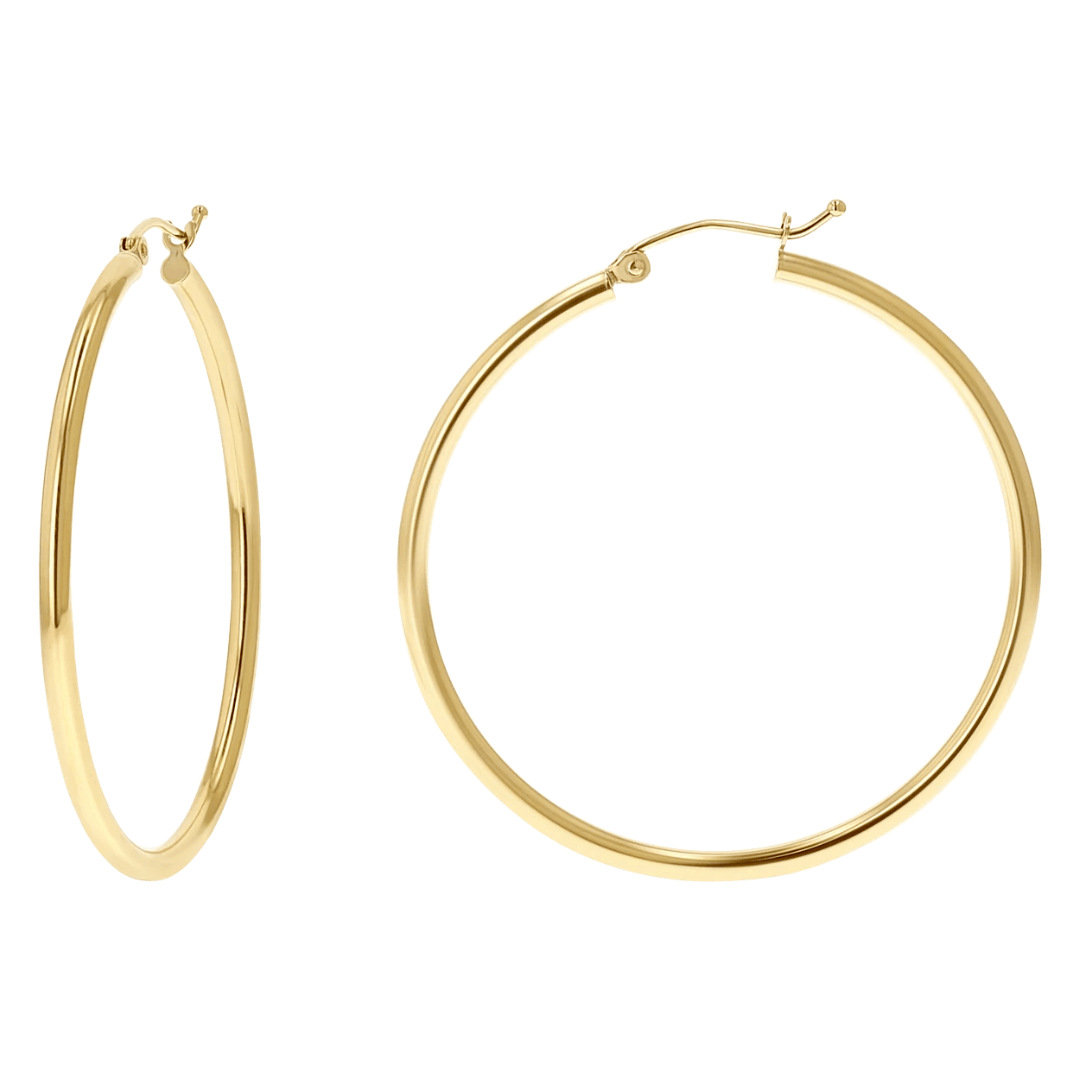 18K Gold Skinny Hoop Earrings 925 Sterling Silver