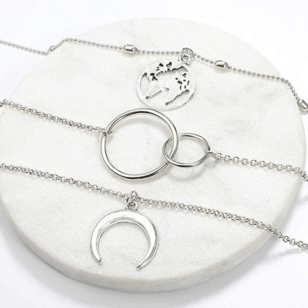 Moon Necklace Set Crescent Moon Pendant