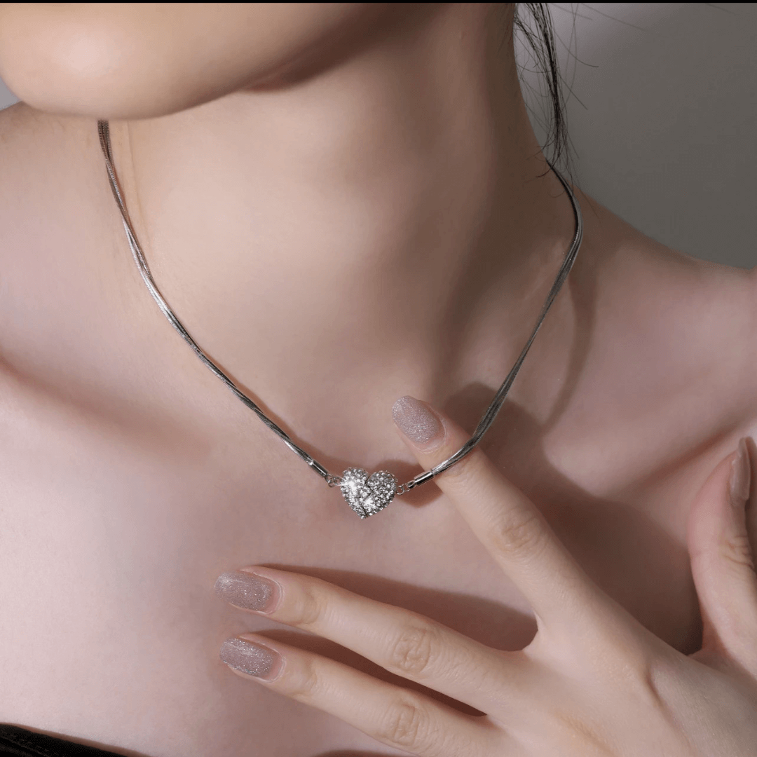 White Gold Zircon Connection Heart