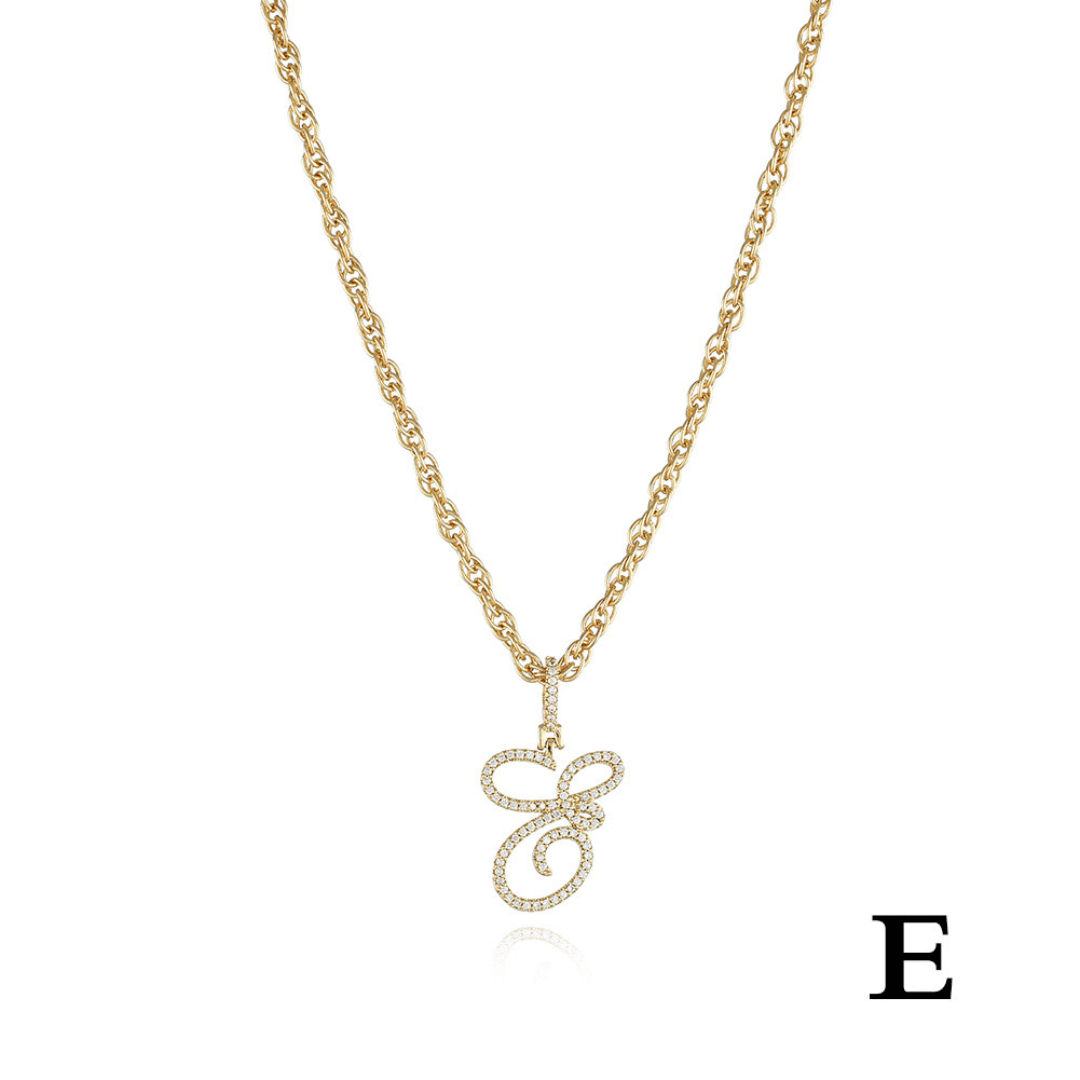 18k Gold Clavicle Chain With Zircon Letter Pendant