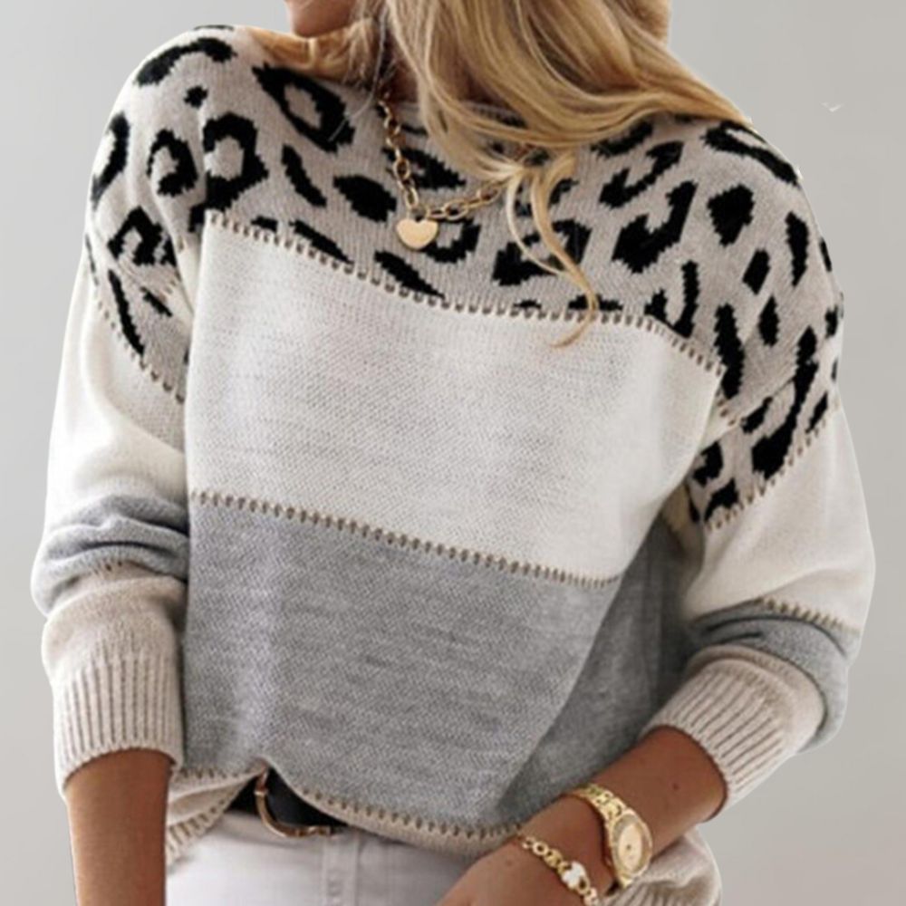 Elegant Leopard Knit Sweater