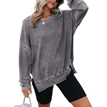 Textured Waffle Knit Sweatshirt