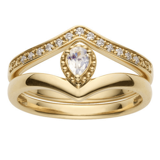 14K Gold Ring Set Zircon Crystal Stack