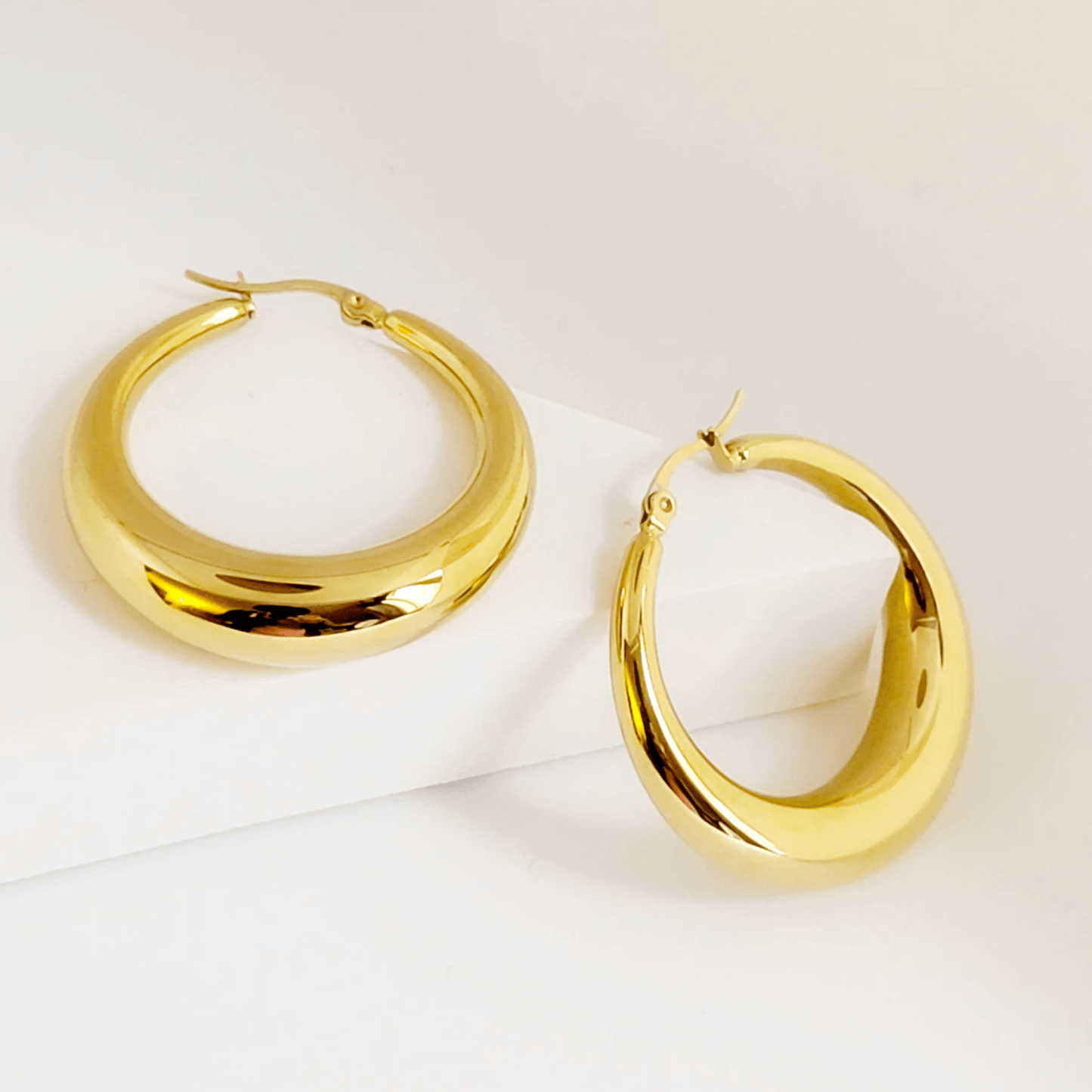 14k Gold Chunky Hoop Earrings