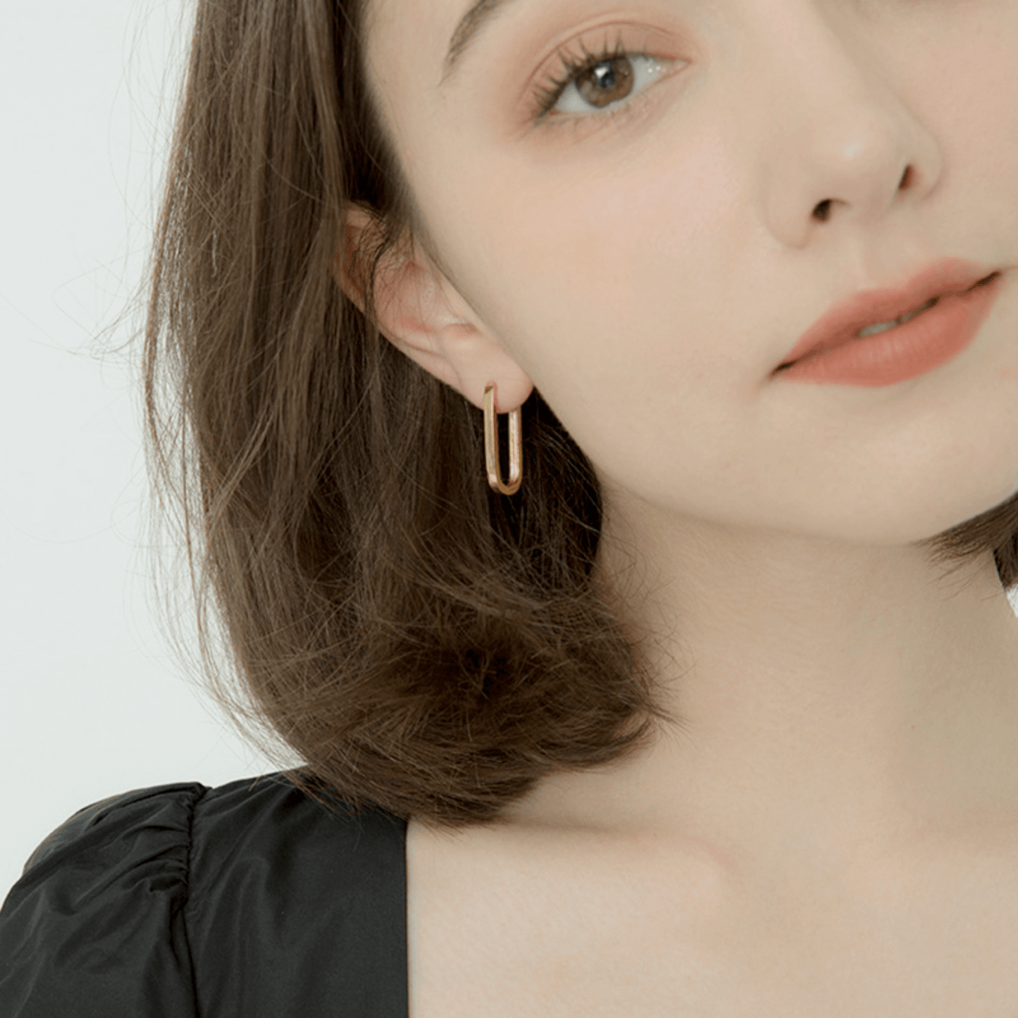 14K Gold Earrings Paperclip Design