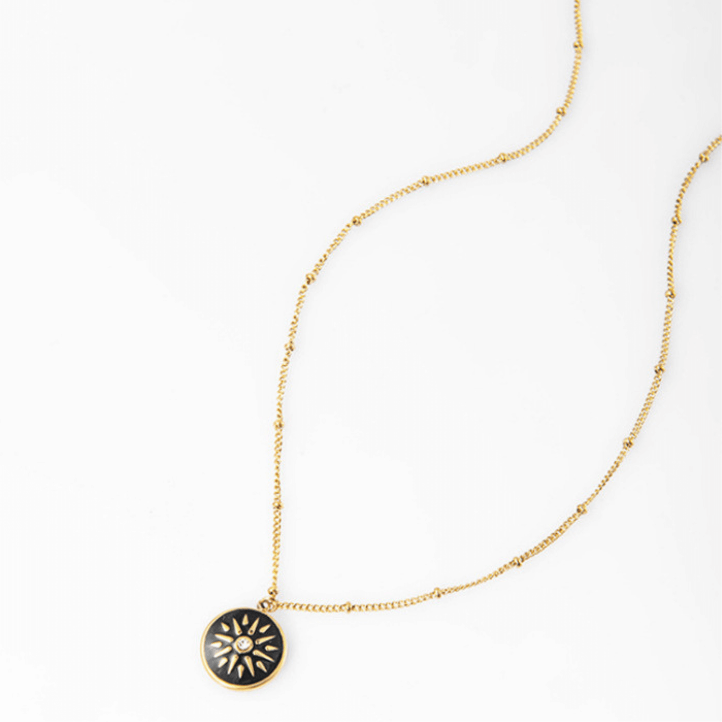 14K Gold Necklace Egyptian Sun Pendant