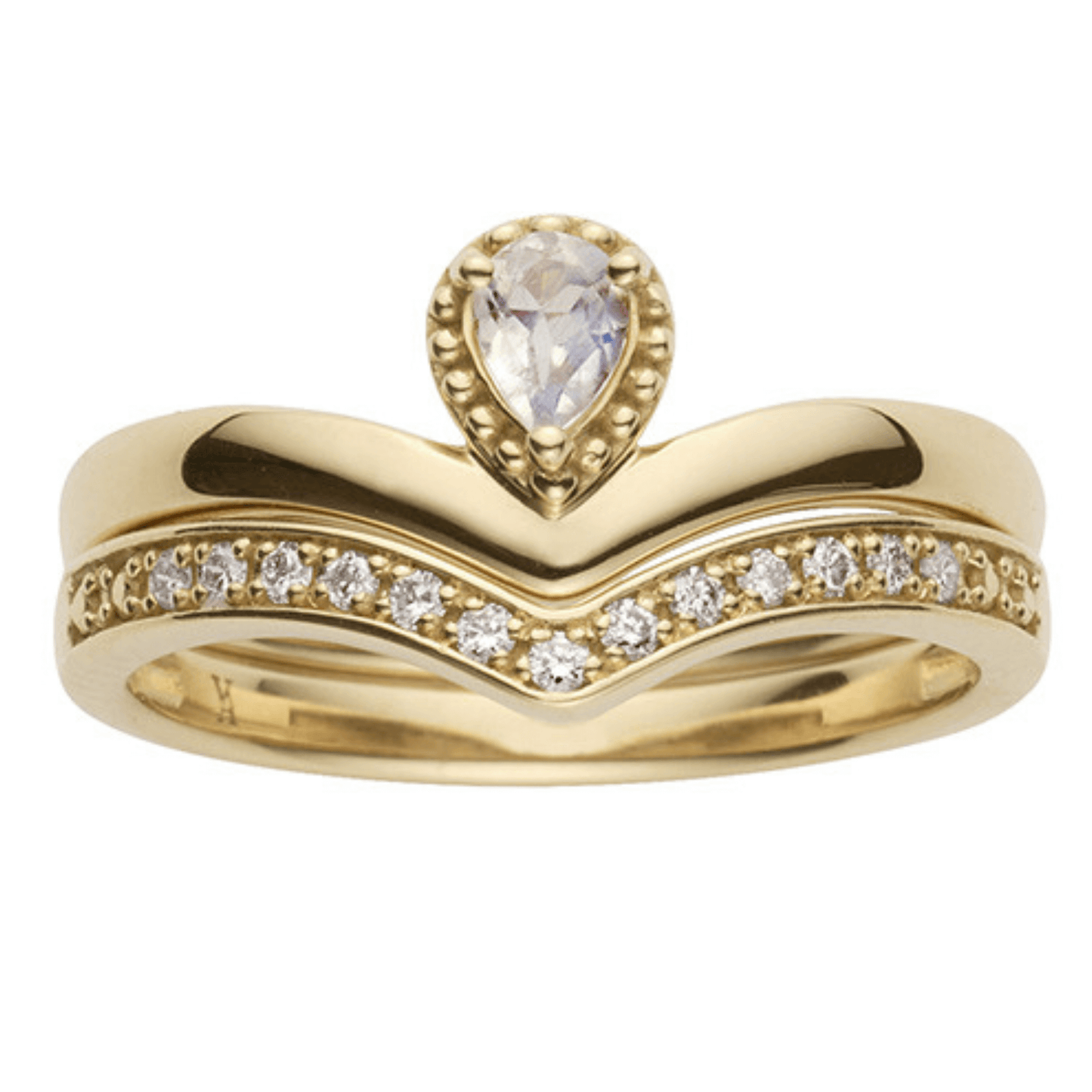14K Gold Ring Set Zircon Crystal Stack