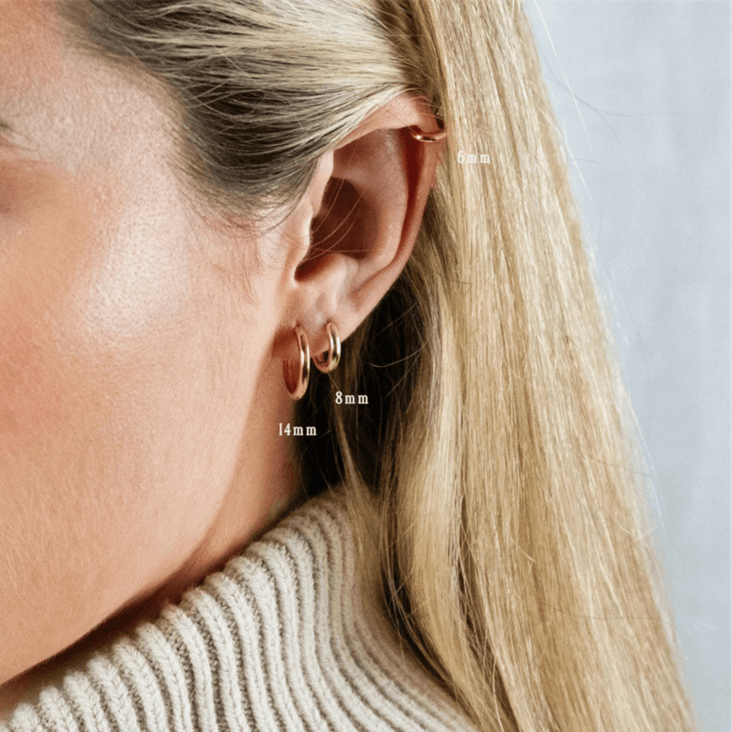 14K Gold Hoop Earrings Multi Size