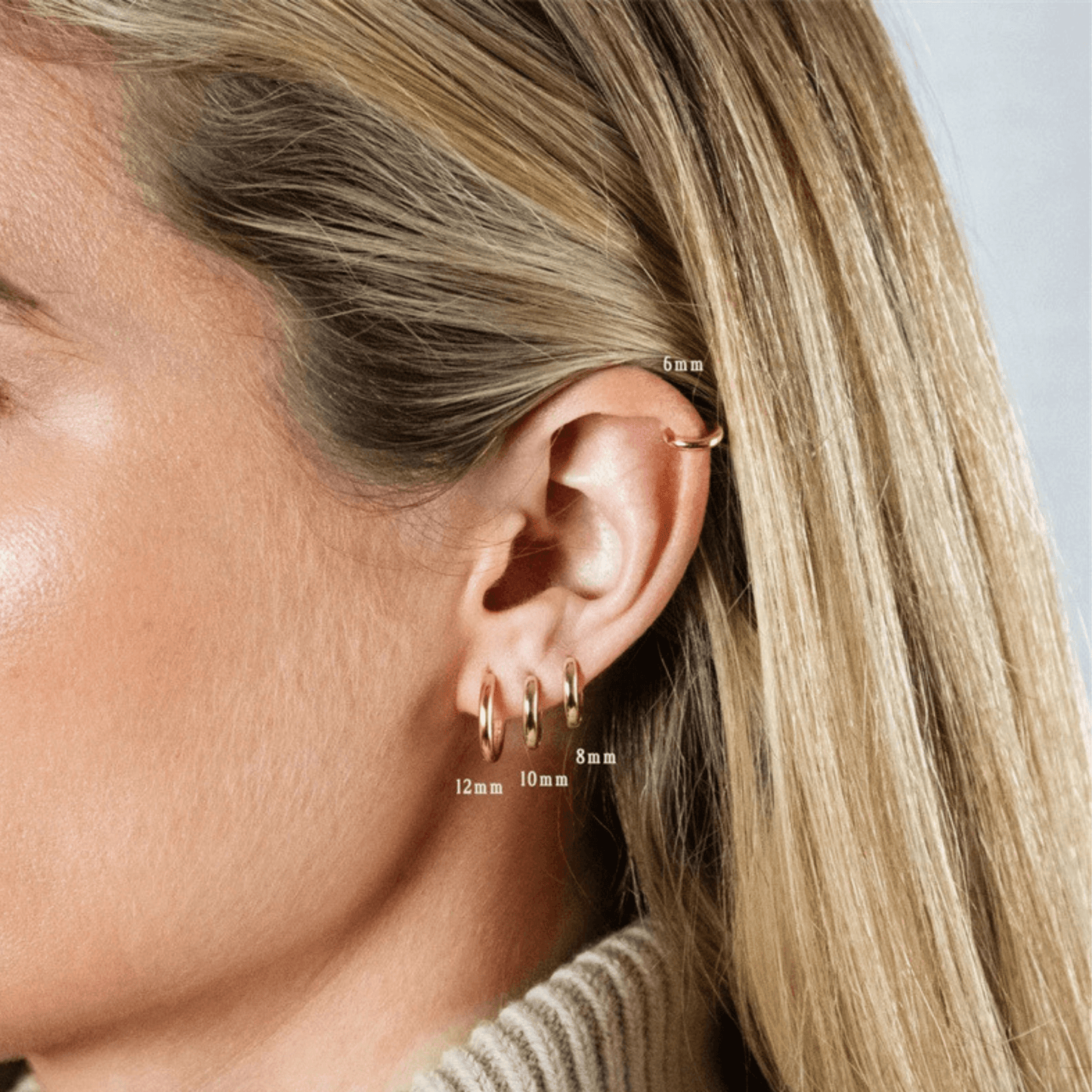 14K Gold Hoop Earrings Multi Size