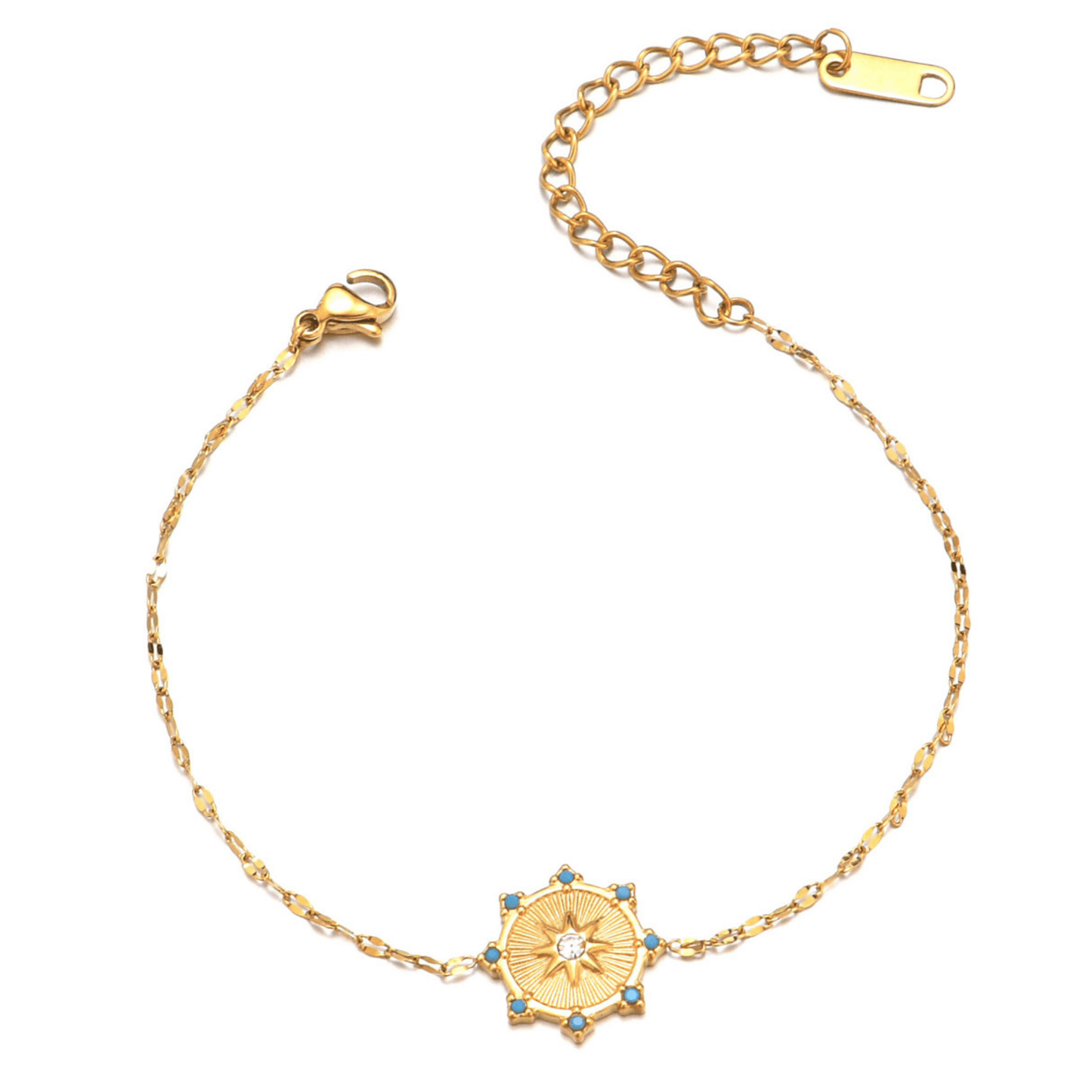 14K Gold Bracelet Star Moon Charms